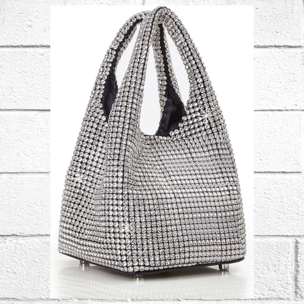 NWT! Sparkly Rhinestone Handbag Purse Shoulder Bag w/Detach Rope Chain Strap